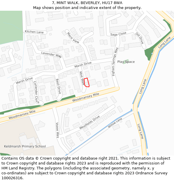 7, MINT WALK, BEVERLEY, HU17 8WA: Location map and indicative extent of plot