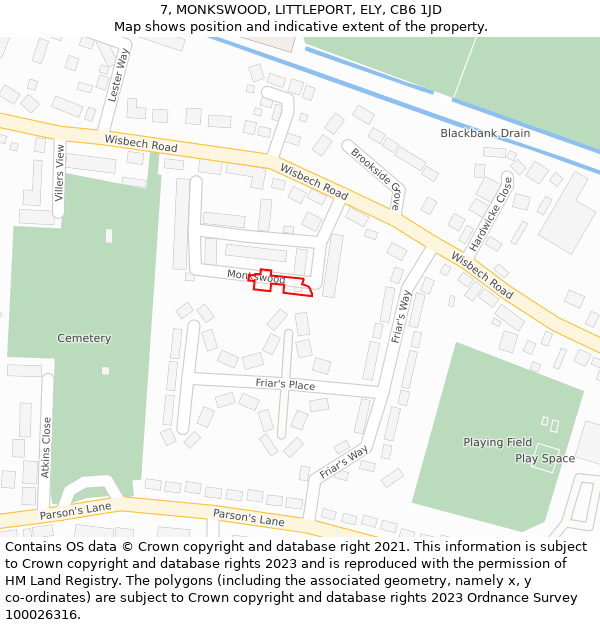 7, MONKSWOOD, LITTLEPORT, ELY, CB6 1JD: Location map and indicative extent of plot