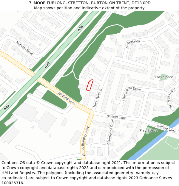 7, MOOR FURLONG, STRETTON, BURTON-ON-TRENT, DE13 0PD: Location map and indicative extent of plot