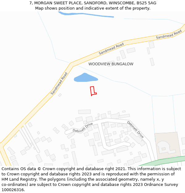 7, MORGAN SWEET PLACE, SANDFORD, WINSCOMBE, BS25 5AG: Location map and indicative extent of plot