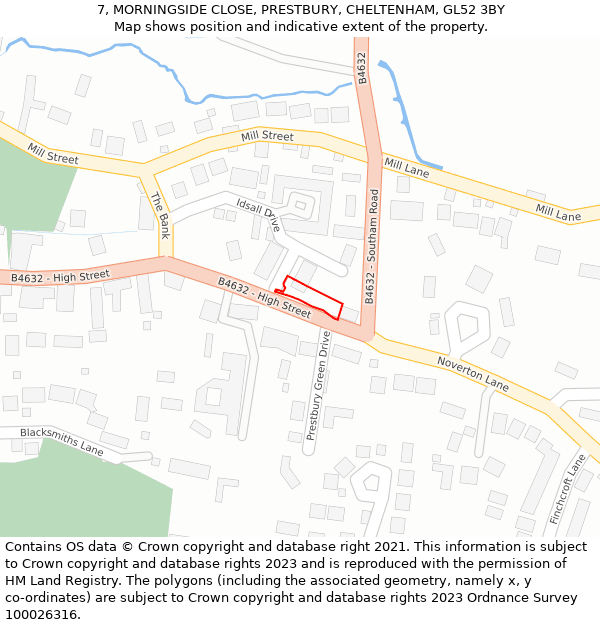 7, MORNINGSIDE CLOSE, PRESTBURY, CHELTENHAM, GL52 3BY: Location map and indicative extent of plot