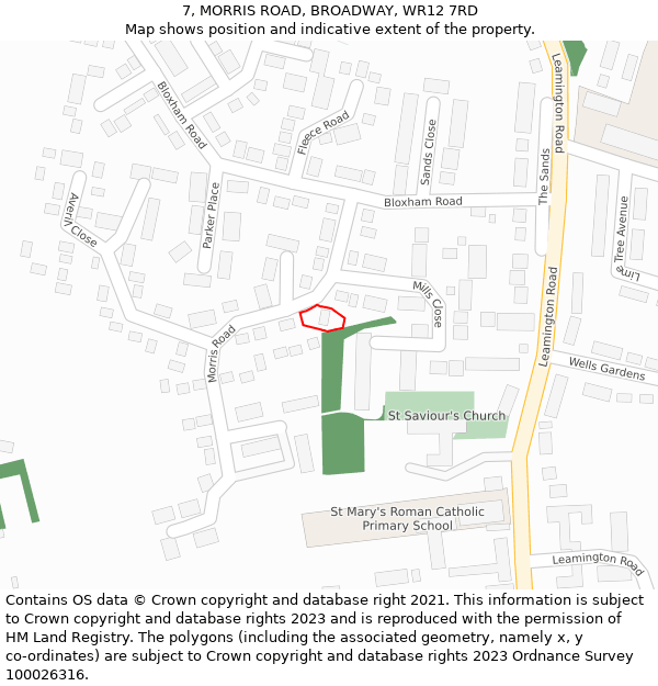 7, MORRIS ROAD, BROADWAY, WR12 7RD: Location map and indicative extent of plot
