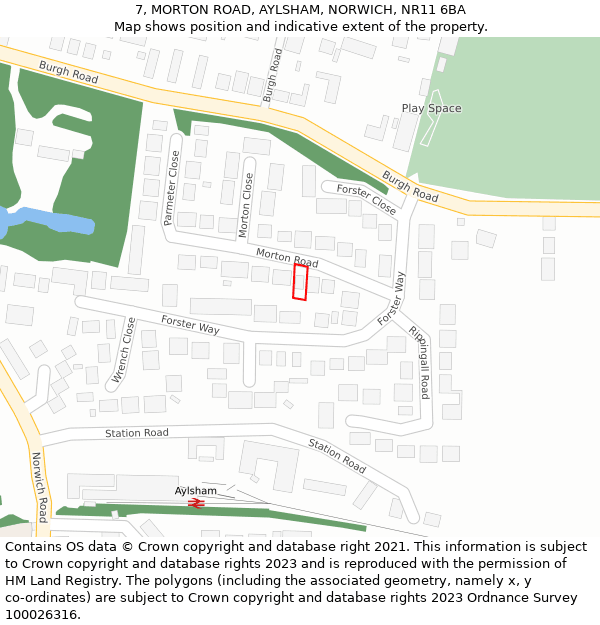 7, MORTON ROAD, AYLSHAM, NORWICH, NR11 6BA: Location map and indicative extent of plot