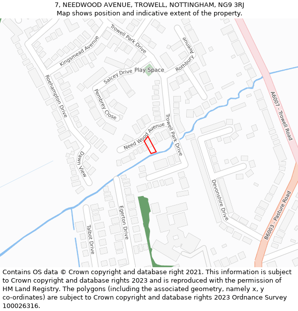 7, NEEDWOOD AVENUE, TROWELL, NOTTINGHAM, NG9 3RJ: Location map and indicative extent of plot