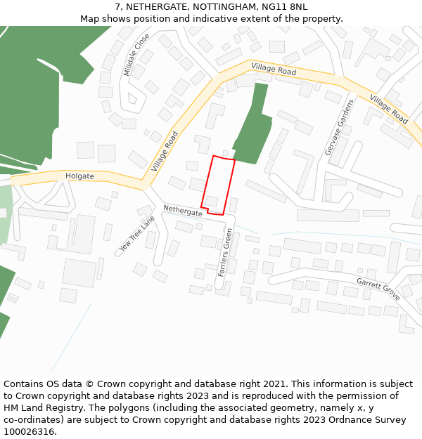 7, NETHERGATE, NOTTINGHAM, NG11 8NL: Location map and indicative extent of plot