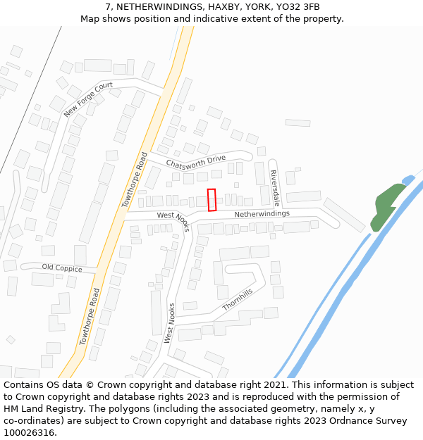 7, NETHERWINDINGS, HAXBY, YORK, YO32 3FB: Location map and indicative extent of plot