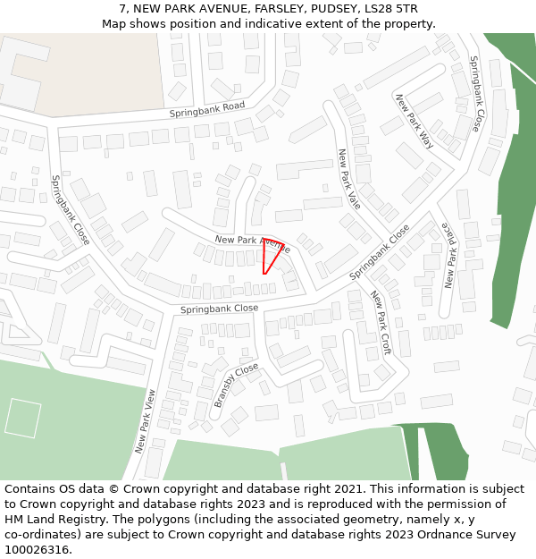 7, NEW PARK AVENUE, FARSLEY, PUDSEY, LS28 5TR: Location map and indicative extent of plot
