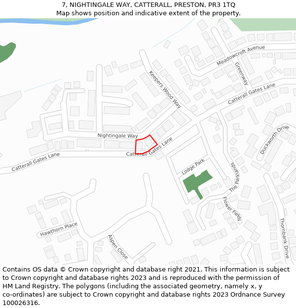 7, NIGHTINGALE WAY, CATTERALL, PRESTON, PR3 1TQ: Location map and indicative extent of plot