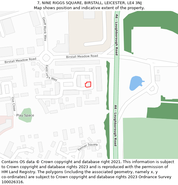 7, NINE RIGGS SQUARE, BIRSTALL, LEICESTER, LE4 3NJ: Location map and indicative extent of plot