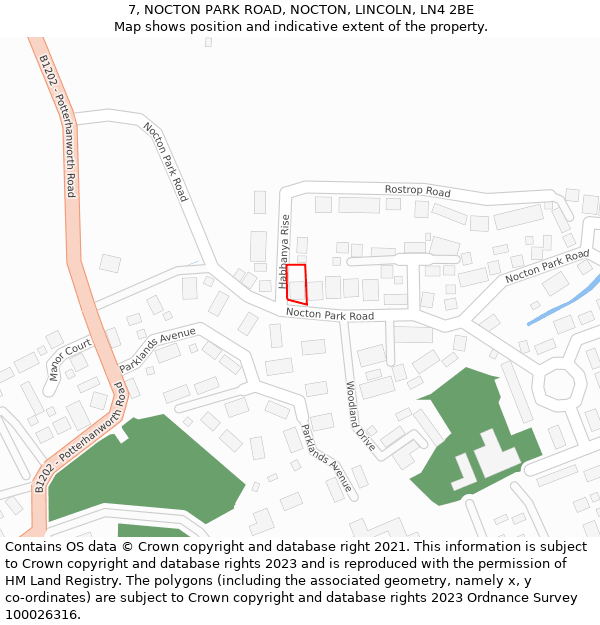 7, NOCTON PARK ROAD, NOCTON, LINCOLN, LN4 2BE: Location map and indicative extent of plot