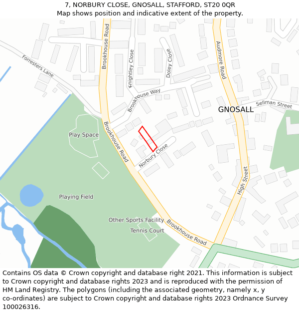 7, NORBURY CLOSE, GNOSALL, STAFFORD, ST20 0QR: Location map and indicative extent of plot