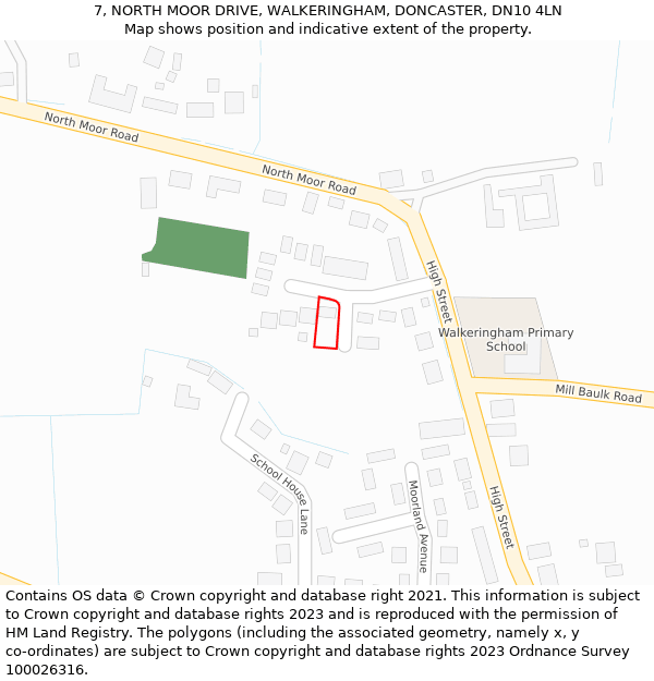 7, NORTH MOOR DRIVE, WALKERINGHAM, DONCASTER, DN10 4LN: Location map and indicative extent of plot