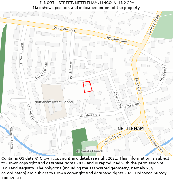 7, NORTH STREET, NETTLEHAM, LINCOLN, LN2 2PA: Location map and indicative extent of plot