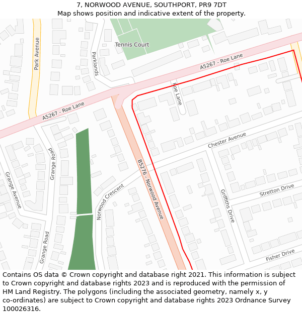 7, NORWOOD AVENUE, SOUTHPORT, PR9 7DT: Location map and indicative extent of plot