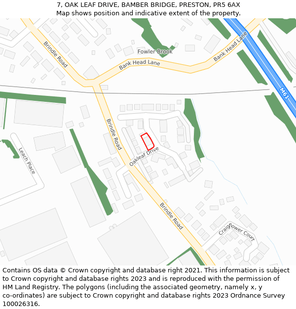 7, OAK LEAF DRIVE, BAMBER BRIDGE, PRESTON, PR5 6AX: Location map and indicative extent of plot