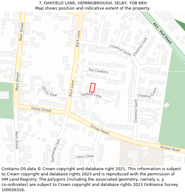 7, OAKFIELD LANE, HEMINGBROUGH, SELBY, YO8 6RH: Location map and indicative extent of plot