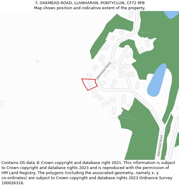 7, OAKMEAD ROAD, LLANHARAN, PONTYCLUN, CF72 9FB: Location map and indicative extent of plot