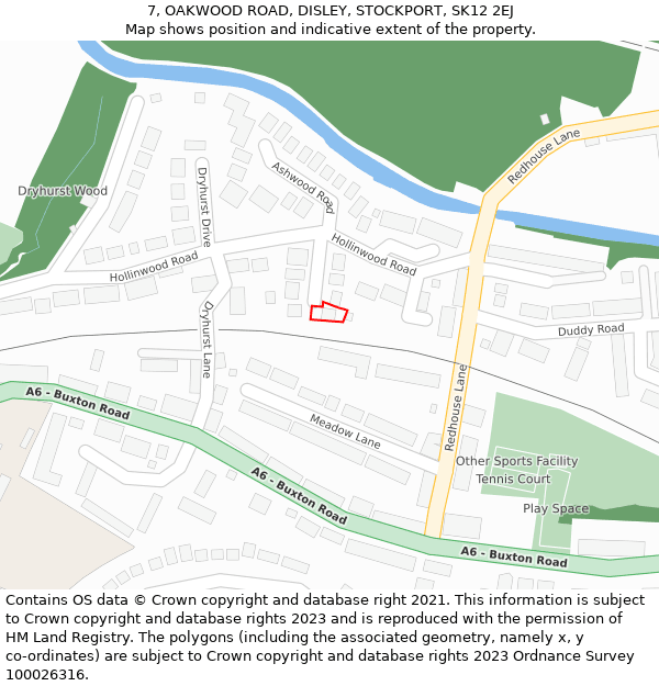 7, OAKWOOD ROAD, DISLEY, STOCKPORT, SK12 2EJ: Location map and indicative extent of plot