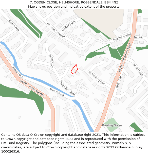 7, OGDEN CLOSE, HELMSHORE, ROSSENDALE, BB4 4NZ: Location map and indicative extent of plot