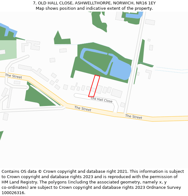 7, OLD HALL CLOSE, ASHWELLTHORPE, NORWICH, NR16 1EY: Location map and indicative extent of plot