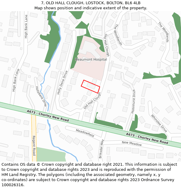7, OLD HALL CLOUGH, LOSTOCK, BOLTON, BL6 4LB: Location map and indicative extent of plot