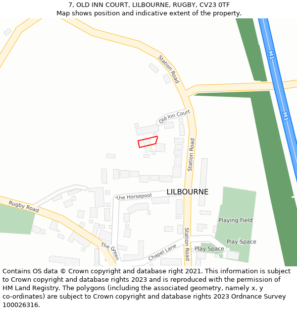 7, OLD INN COURT, LILBOURNE, RUGBY, CV23 0TF: Location map and indicative extent of plot