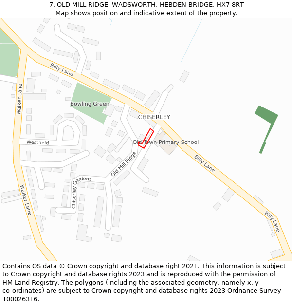 7, OLD MILL RIDGE, WADSWORTH, HEBDEN BRIDGE, HX7 8RT: Location map and indicative extent of plot