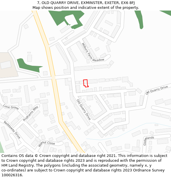 7, OLD QUARRY DRIVE, EXMINSTER, EXETER, EX6 8FJ: Location map and indicative extent of plot