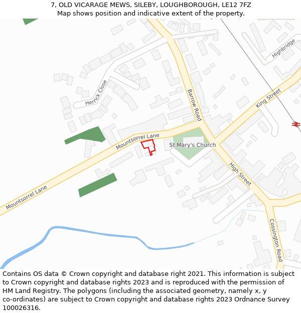 7, OLD VICARAGE MEWS, SILEBY, LOUGHBOROUGH, LE12 7FZ: Location map and indicative extent of plot