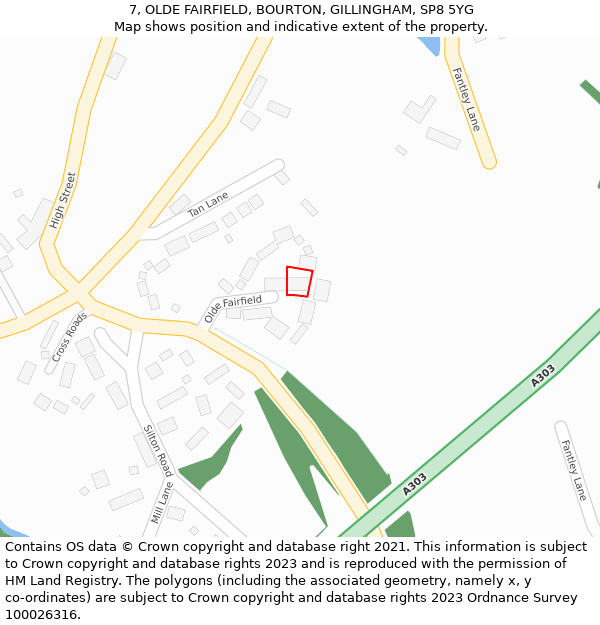 7, OLDE FAIRFIELD, BOURTON, GILLINGHAM, SP8 5YG: Location map and indicative extent of plot