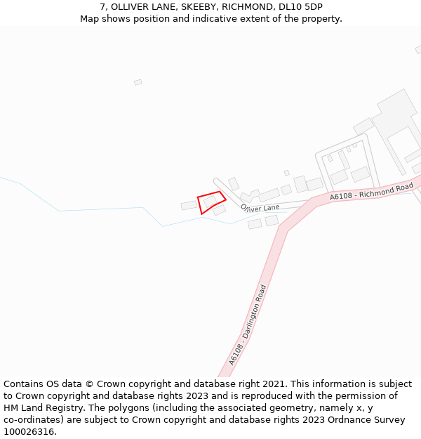 7, OLLIVER LANE, SKEEBY, RICHMOND, DL10 5DP: Location map and indicative extent of plot