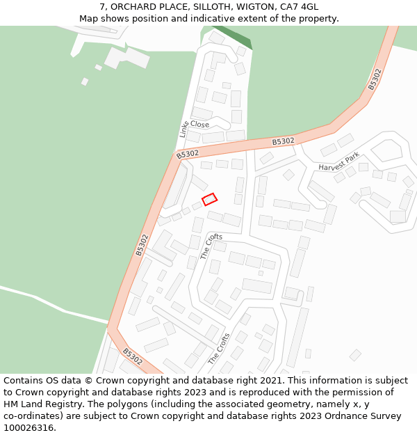 7, ORCHARD PLACE, SILLOTH, WIGTON, CA7 4GL: Location map and indicative extent of plot