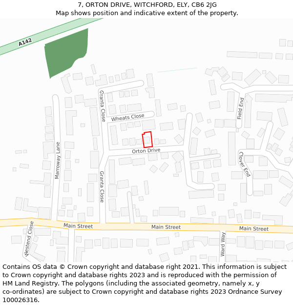 7, ORTON DRIVE, WITCHFORD, ELY, CB6 2JG: Location map and indicative extent of plot