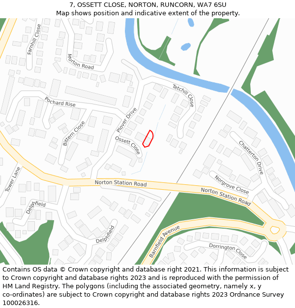 7, OSSETT CLOSE, NORTON, RUNCORN, WA7 6SU: Location map and indicative extent of plot
