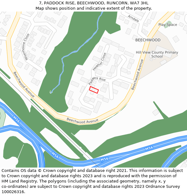 7, PADDOCK RISE, BEECHWOOD, RUNCORN, WA7 3HL: Location map and indicative extent of plot