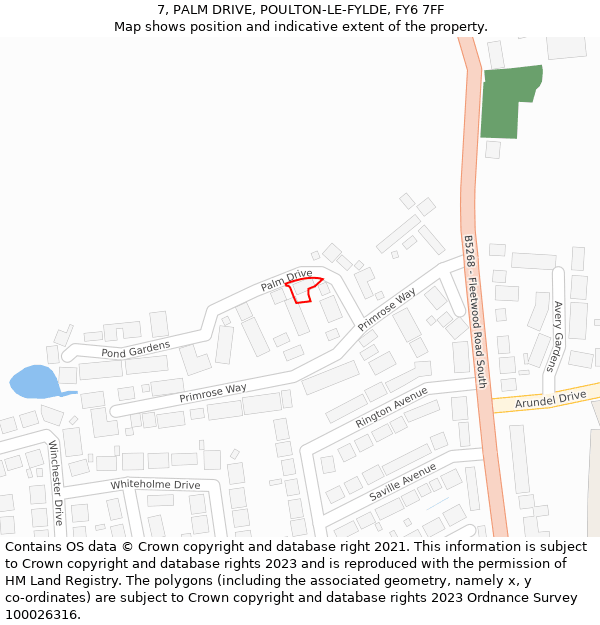 7, PALM DRIVE, POULTON-LE-FYLDE, FY6 7FF: Location map and indicative extent of plot