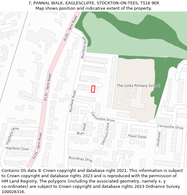 7, PANNAL WALK, EAGLESCLIFFE, STOCKTON-ON-TEES, TS16 9ER: Location map and indicative extent of plot