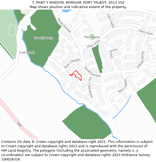 7, PANT Y RHEDYN, MARGAM, PORT TALBOT, SA13 2SZ: Location map and indicative extent of plot