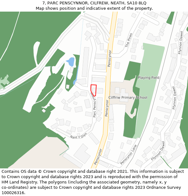 7, PARC PENSCYNNOR, CILFREW, NEATH, SA10 8LQ: Location map and indicative extent of plot