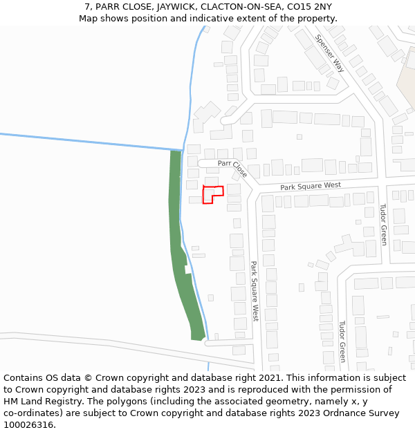 7, PARR CLOSE, JAYWICK, CLACTON-ON-SEA, CO15 2NY: Location map and indicative extent of plot