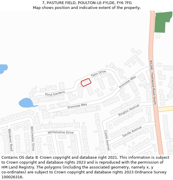 7, PASTURE FIELD, POULTON-LE-FYLDE, FY6 7FG: Location map and indicative extent of plot