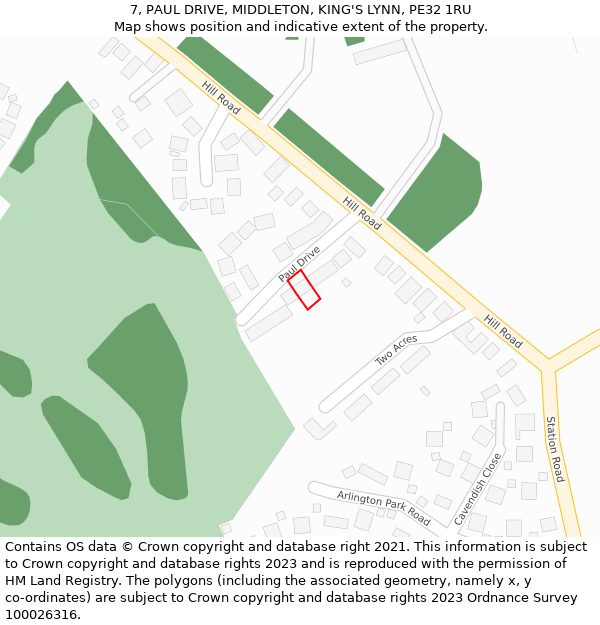 7, PAUL DRIVE, MIDDLETON, KING'S LYNN, PE32 1RU: Location map and indicative extent of plot