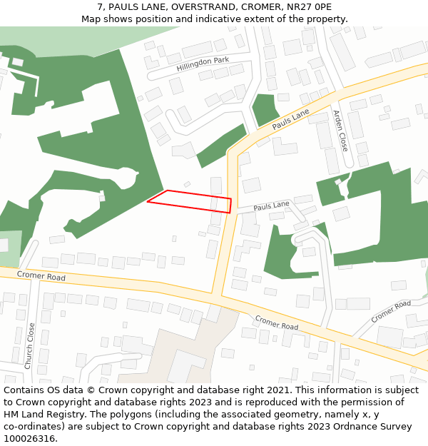 7, PAULS LANE, OVERSTRAND, CROMER, NR27 0PE: Location map and indicative extent of plot