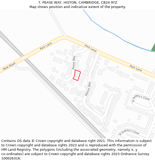7, PEASE WAY, HISTON, CAMBRIDGE, CB24 9YZ: Location map and indicative extent of plot