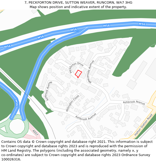 7, PECKFORTON DRIVE, SUTTON WEAVER, RUNCORN, WA7 3HG: Location map and indicative extent of plot