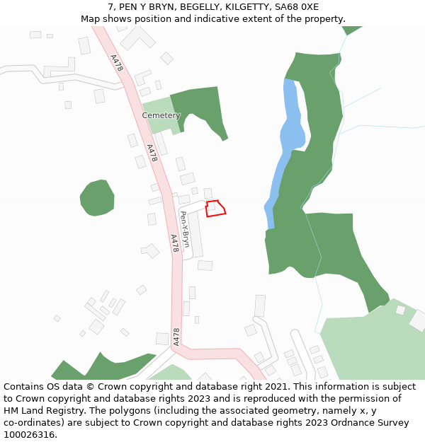 7, PEN Y BRYN, BEGELLY, KILGETTY, SA68 0XE: Location map and indicative extent of plot