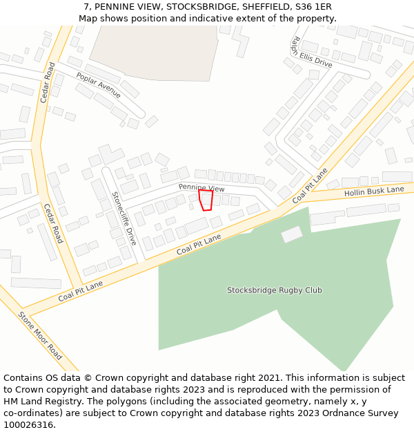 7, PENNINE VIEW, STOCKSBRIDGE, SHEFFIELD, S36 1ER: Location map and indicative extent of plot