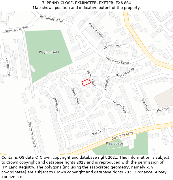 7, PENNY CLOSE, EXMINSTER, EXETER, EX6 8SU: Location map and indicative extent of plot