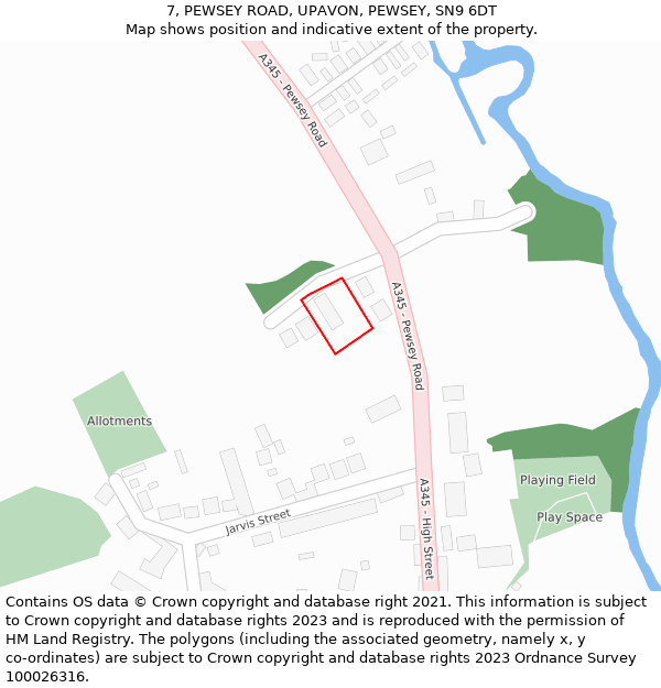 7, PEWSEY ROAD, UPAVON, PEWSEY, SN9 6DT: Location map and indicative extent of plot