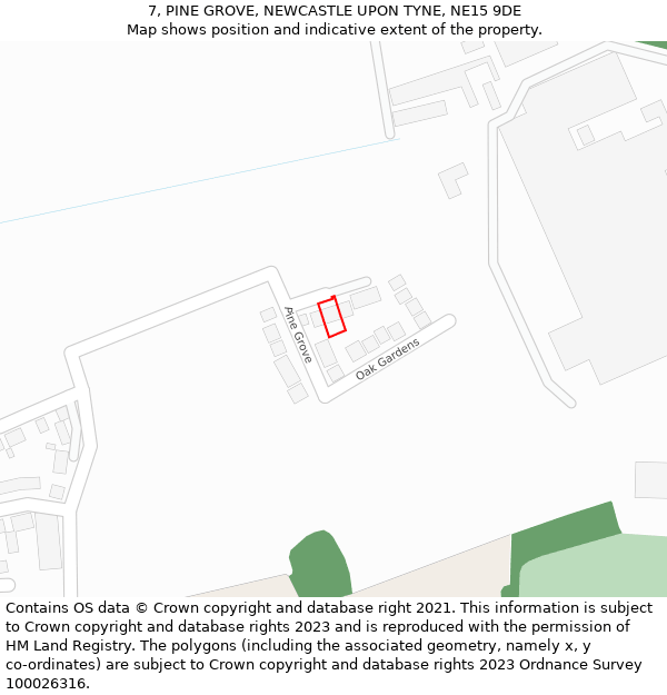 7, PINE GROVE, NEWCASTLE UPON TYNE, NE15 9DE: Location map and indicative extent of plot